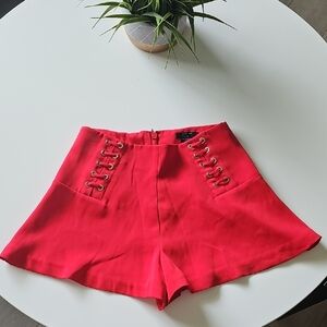 Marciano By Guess Red Lace-Up Women's Highwaist Shorts